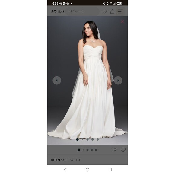 David's Bridal Pleated Strapless Wedding Dress Empire WaistSTYLE# WG3707Sz 10 - Picture 15 of 15